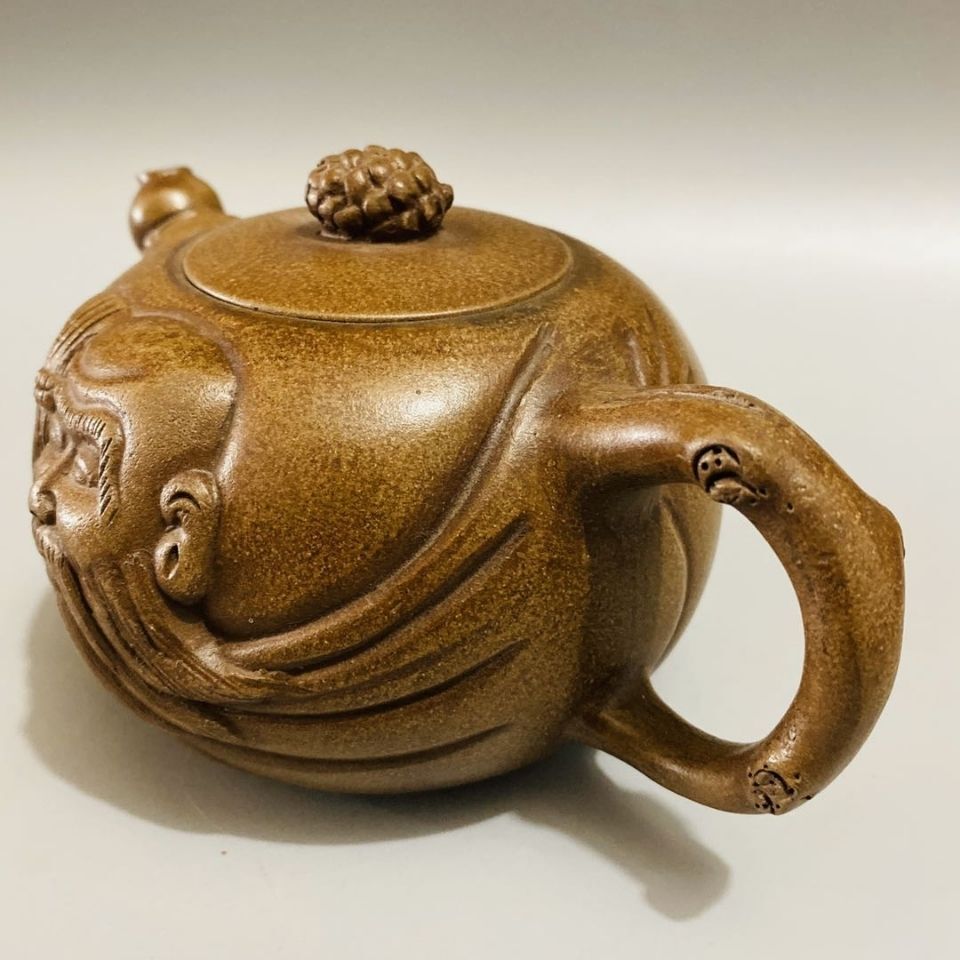 15CM Handmade Purple Clay Pot Zen Heart Tea Pot Decoration In Yixing China