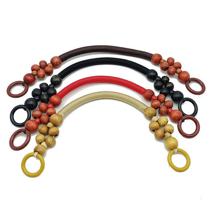 Retro Nylon Rope Wooden Beaded Handbag Handle DIY Purse Clutch Bag Accessories