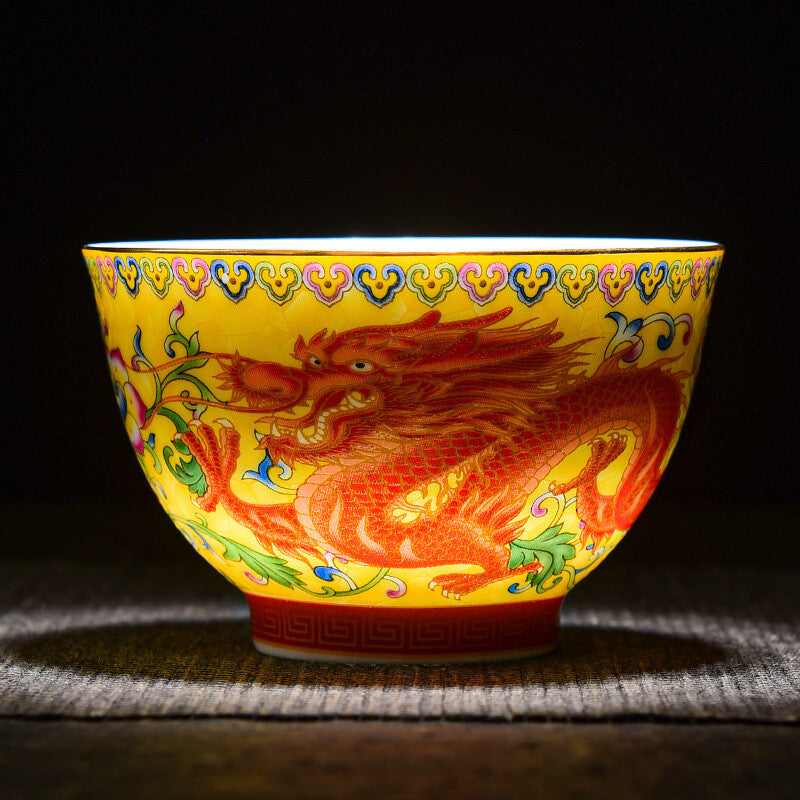 Chinese Tea Cup 100ml Porcelain Under Glaze Dragon Phoenix Master Cup Of Tea New