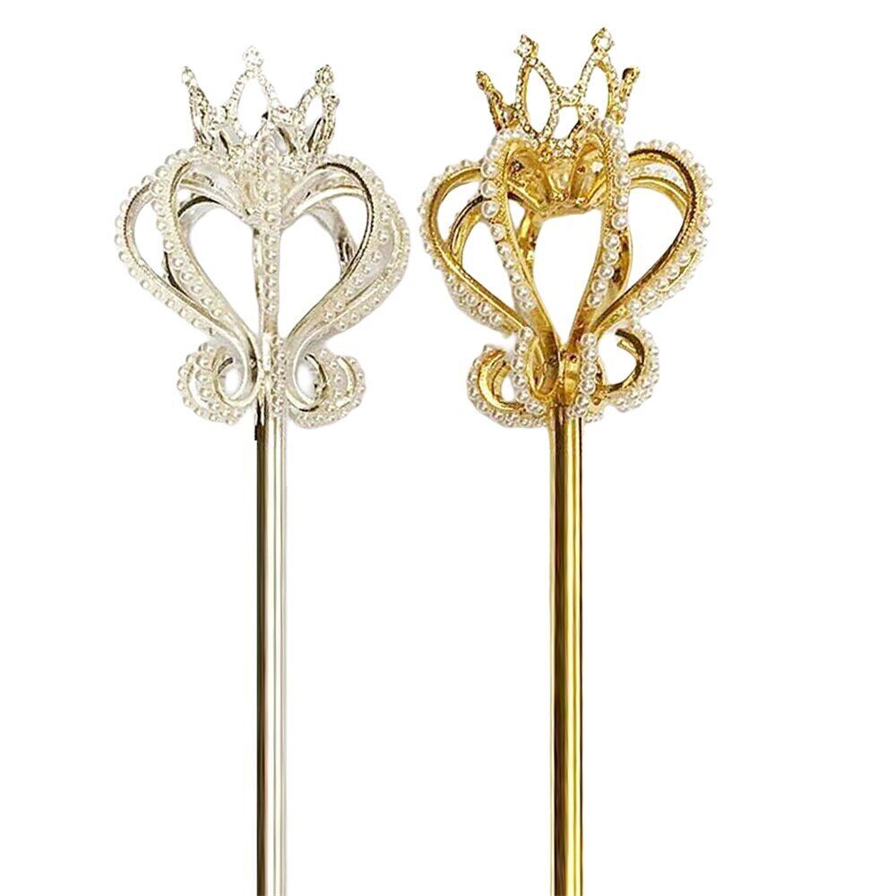 Magic Wand Rhinestone Scepter Pearl Crystal Pageant Handhelds Costume Props 53cm