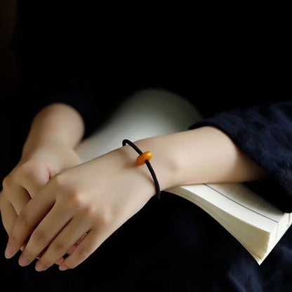 Natural Amber Rope Bracelet Zodiac Buddha Couple Beads Bracelet for Men Women