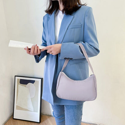 Underarm Bag Retro Nylon Vintage Simple Women Zipper Shoulder Handbag 28*18*8 CM
