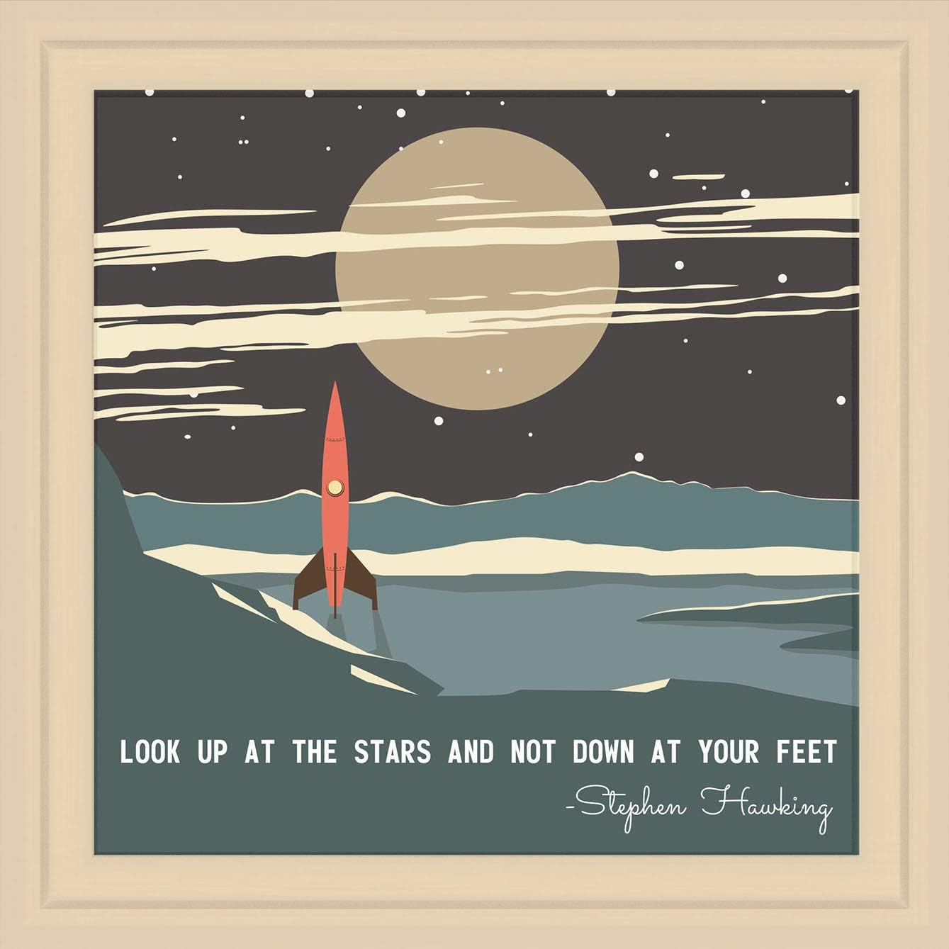 Retro Wall Art Outer Space Themed Decor Astronomy Gift for Kids and Adults 7x7