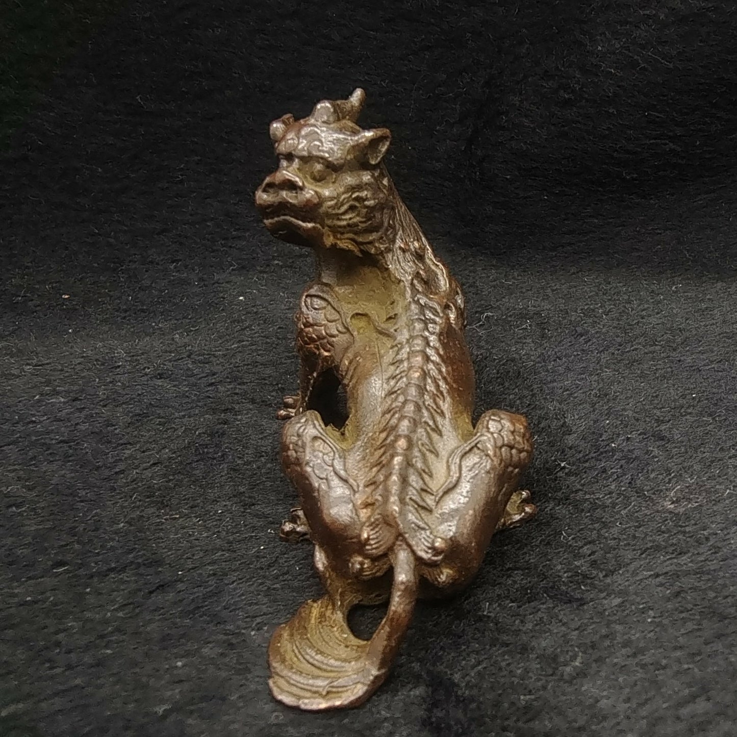 Chinese Antique Bronze Unicorn Tea Pet Statue Ornament