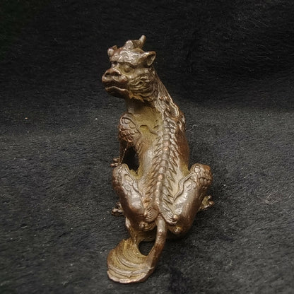 Chinese Antique Bronze Unicorn Tea Pet Statue Ornament