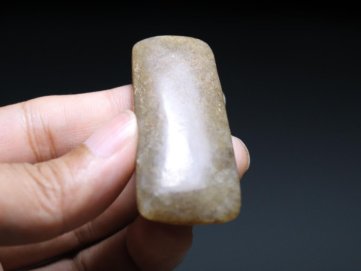 True Folk Collection HongShan Culture Old HeTian Jade Stone Zax Axe Bi Pendant C