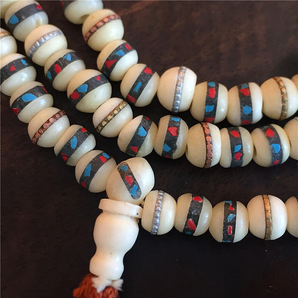75MM TIBETAN 100% NATURAL BLESSED YAK MALA NECKLACE 108 BEADS