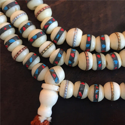 75MM TIBETAN 100% NATURAL BLESSED YAK MALA NECKLACE 108 BEADS