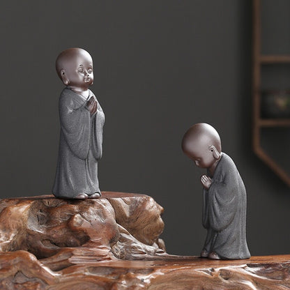 Chinese art decoration creative table ornament zisha purple clay tea pet monk