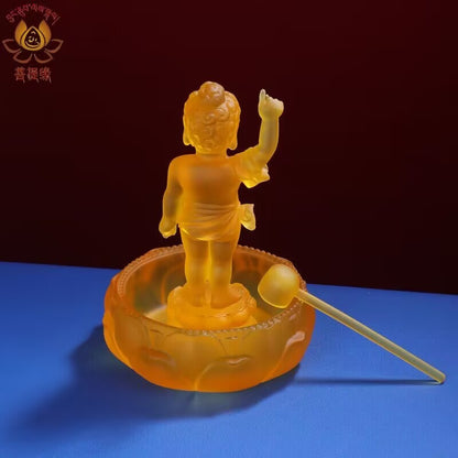 6" Tibetan 1set Resin Young Baby Sakyamuni Buddha Statue Bathing Buddha