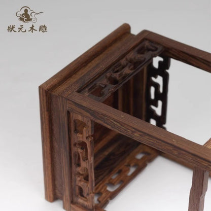 Wenge Wood Square Display Rack Vase Stone Pot Statue Doll Art Stand Home Decor