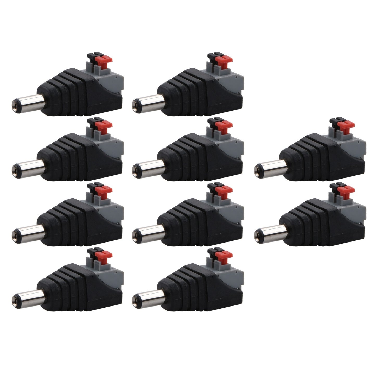 10Pcs Screwless Quick Connect Male 5.5x2.1mm DC Jack Plug For Led Strip.