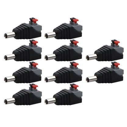 10Pcs Screwless Quick Connect Male 5.5x2.1mm DC Jack Plug For Led Strip.