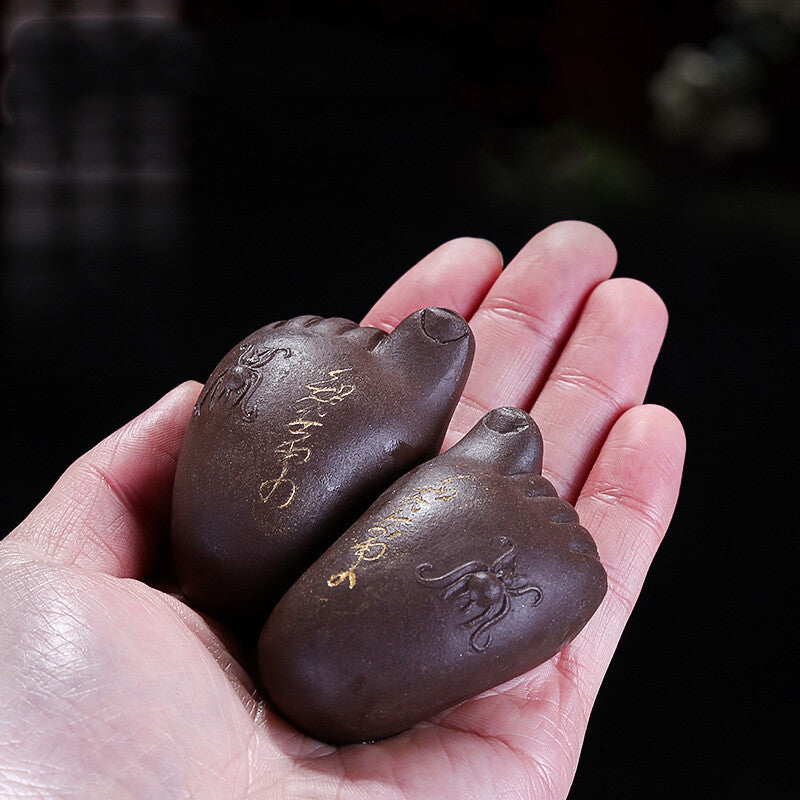 One Pair Feet Yixing Zisha Purple Clay Tea Pet Creative House Warming Gift New