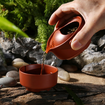 Portable Tea Set Pot With Infuser Cup Yixing Zisha Red Clay Tea Set For Travel