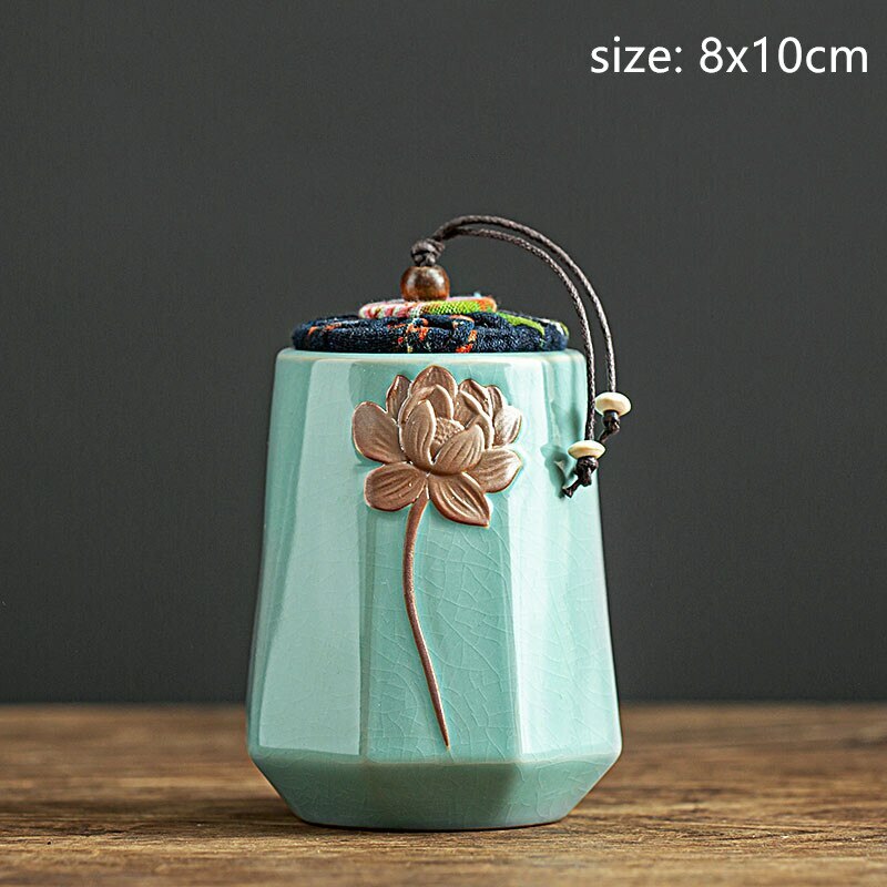Portable Small Tea Caddy Travel Ceramics Sealed Jar Tea Storage Coffee Canister