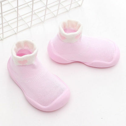 Unisex Baby Shoes First Walkers Toddler Girl Soft Rubber Knit Booties Anti-slip