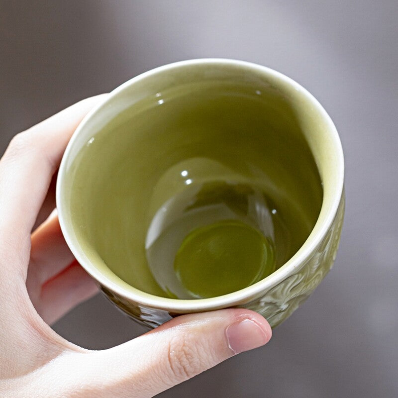 porcelain tea cup dragon relief handmade master cup 115ml personal ceramic cup