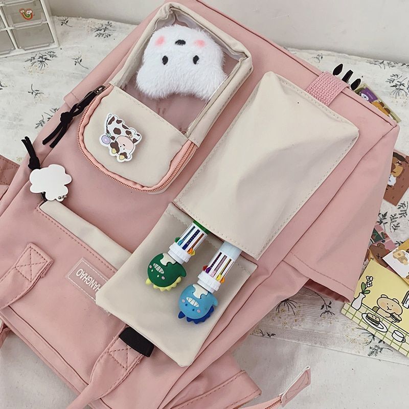 Purple Backpack Waterproof 38*26*18 CM Bags Cute Traveling Rucksack Nylon Pocket