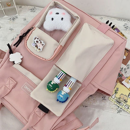 Purple Backpack Waterproof 38*26*18 CM Bags Cute Traveling Rucksack Nylon Pocket