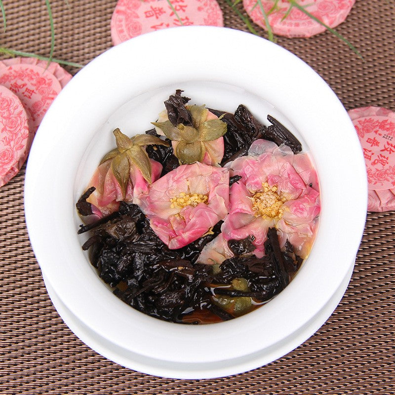 500g Yunnan Pu Erh Tea Cake Double Petaled Rose Tea Ripe Tea Small Tea Cake