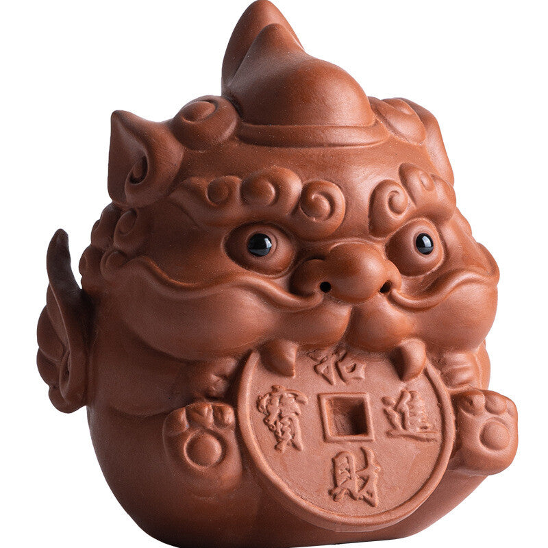 Wealth Bring Zisha Purple Clay Tea Pet Mascot Handmade Craft Chinese Tea Play