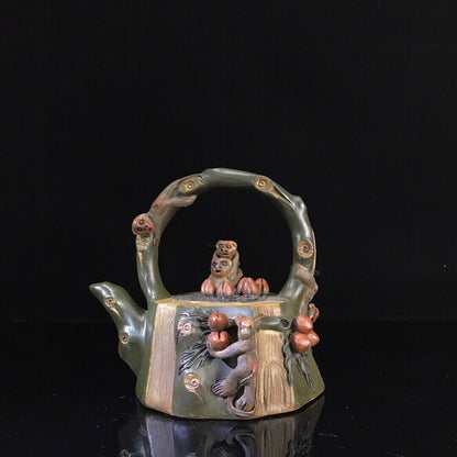 vintage chinese yixing purple clay teapot zisha ceremony carving Collectible art