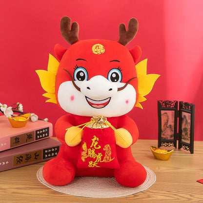 2024 Dragon Year Mascot Plush Toys Cartoon Zodiac Dragon Doll for Celebration