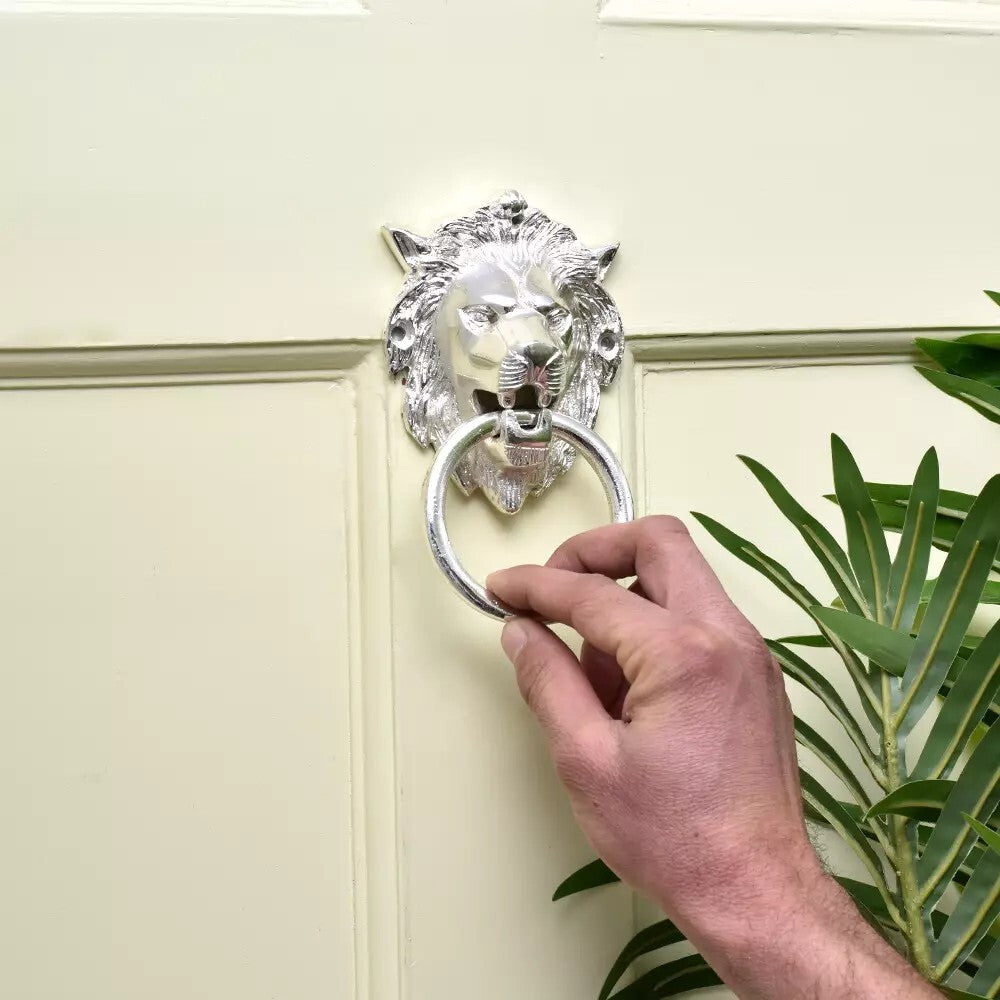 Antique Look Brass Silver Lion Door Knocker Door Bell Home Decor