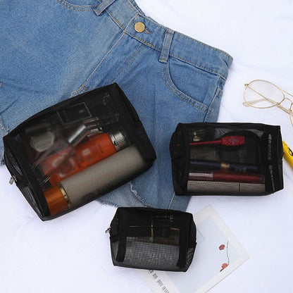 Mesh Cosmetic Bag Travel Zipper Makeup Bags Transparent Organizer Storage Pouch