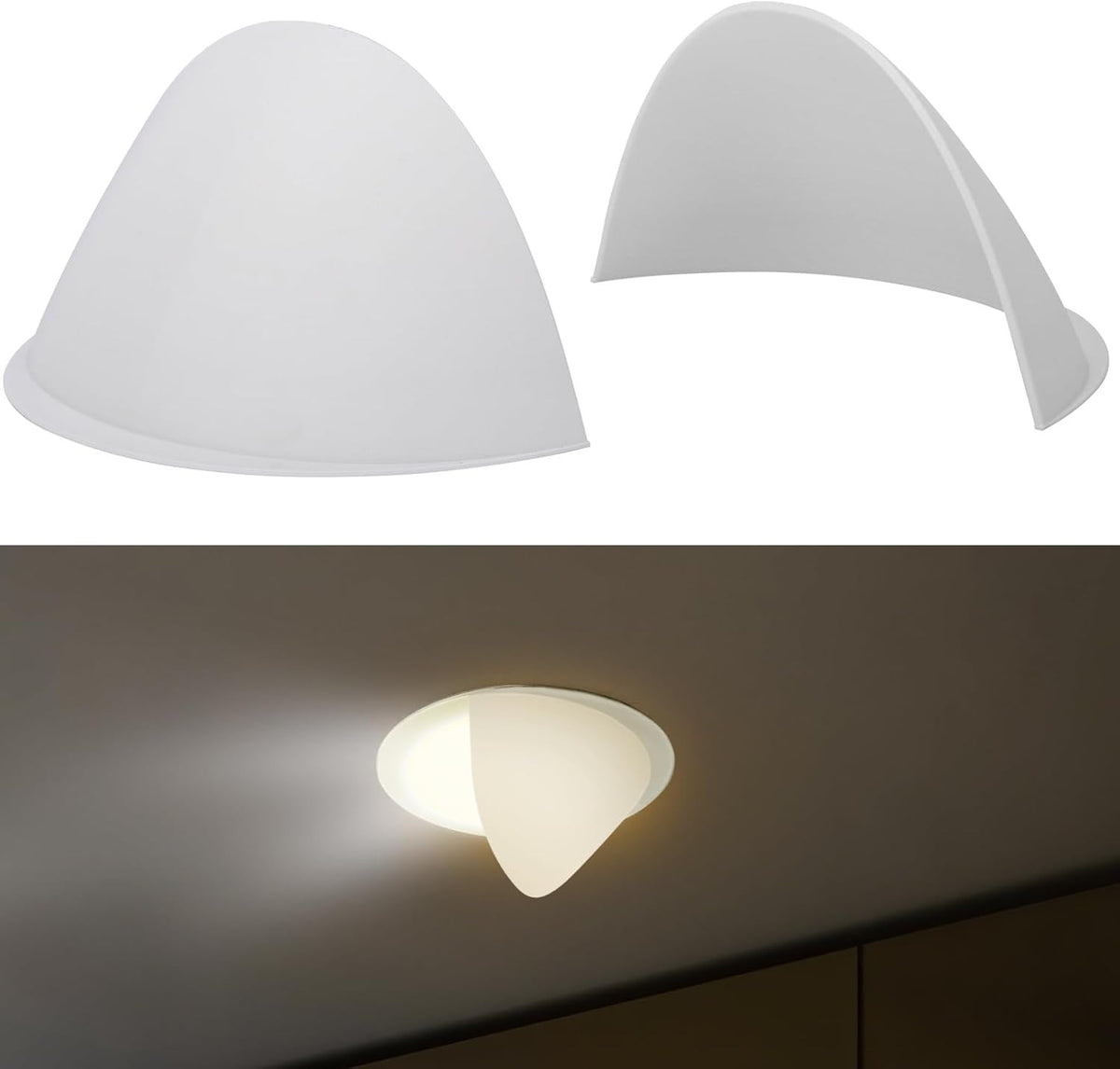 4-Pack Stick-On Half Shades for Recessed Ceiling Lights – Glare Blocker & Light