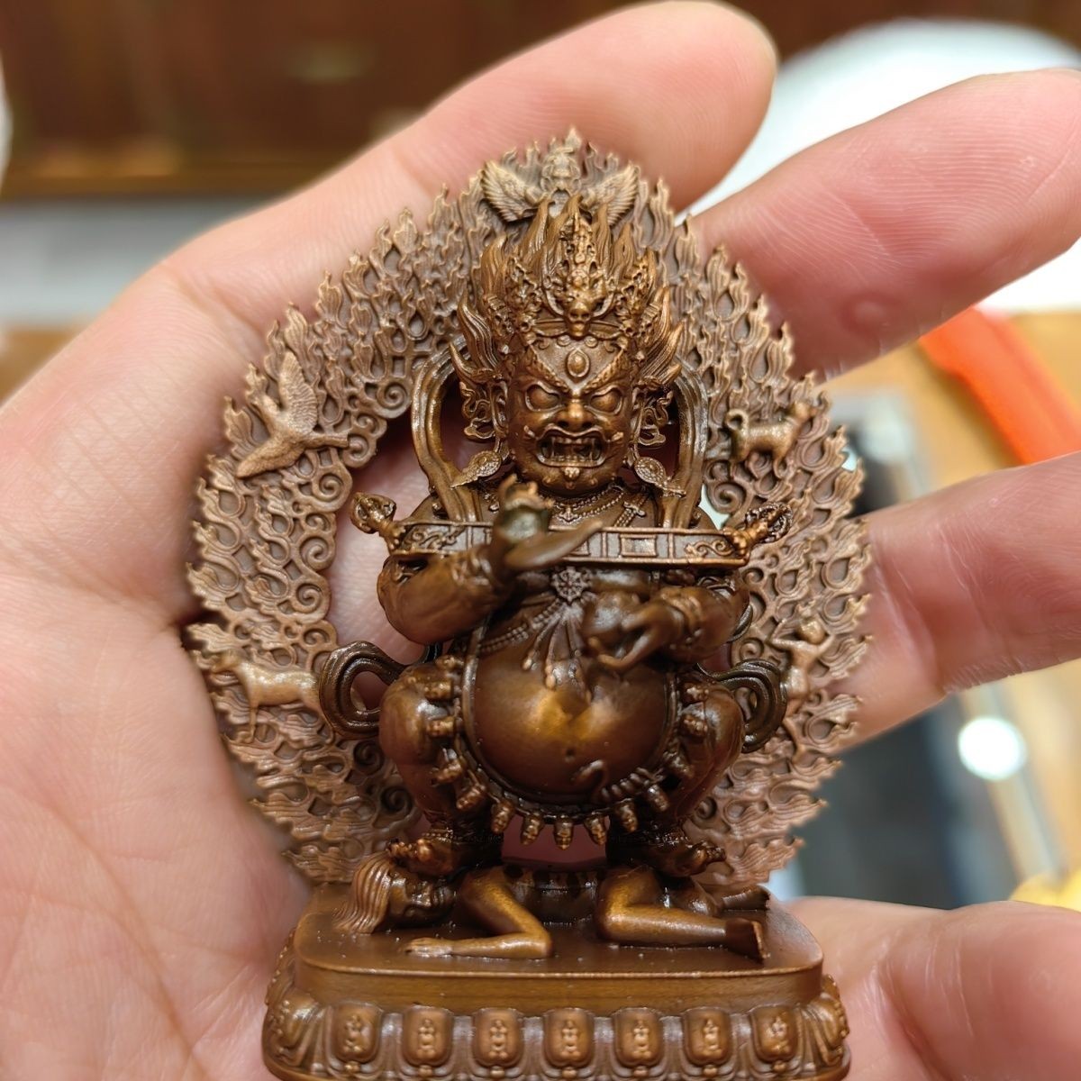 Red Copper Mahakala Statue 6cm 73g Sakya Vajra Vintage Buddhist Ornament