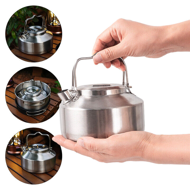 1pcs Stainless Steel Kettle Teapot Outdoor Hiking Camping Picnic Kettle Portable