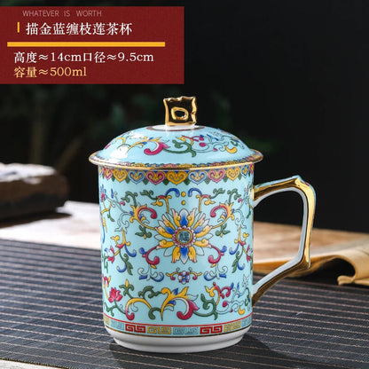 500ml China Jingdezhen Ceramic Home Tea Cup Water Cup Office Cup Conference Cup