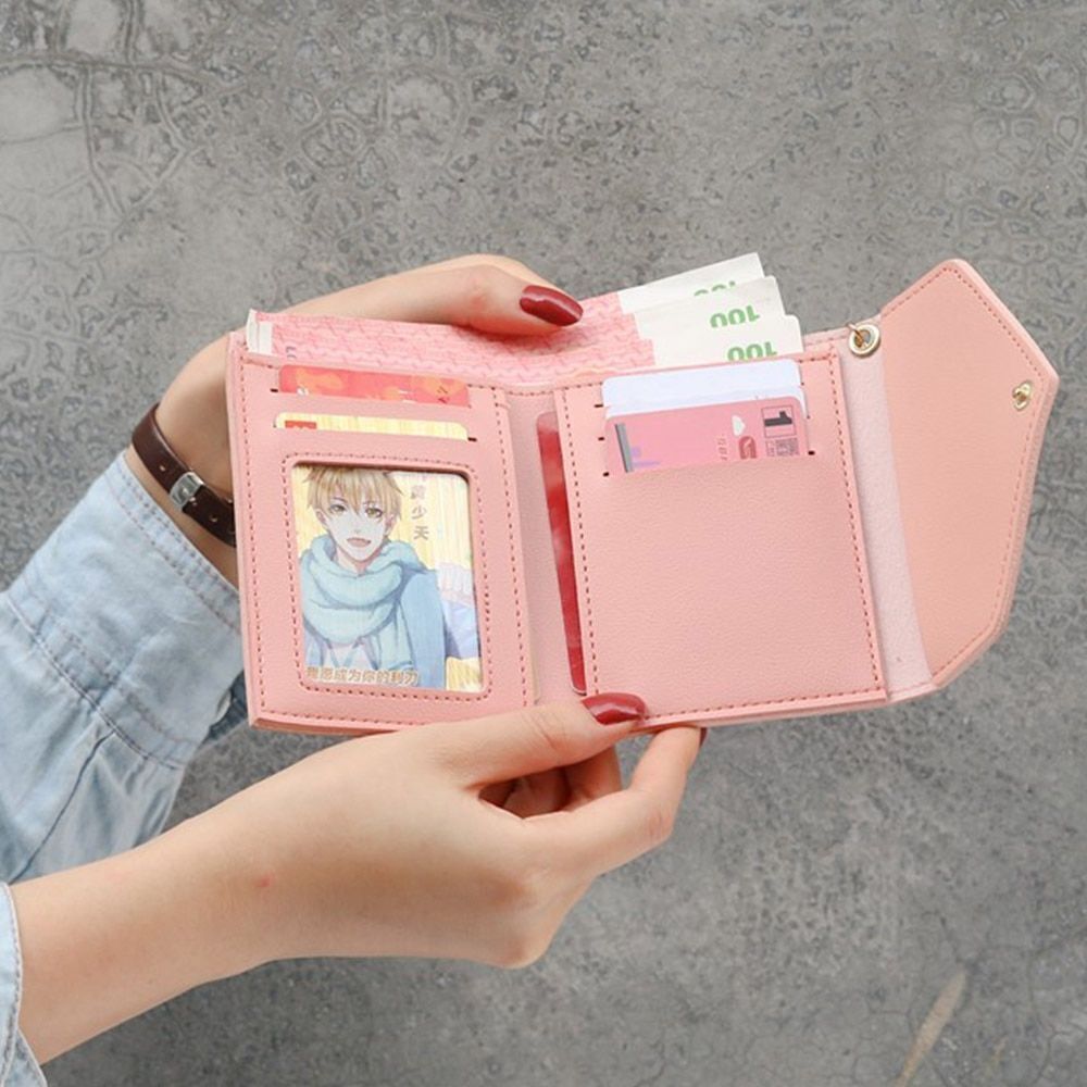 Short Leather Women Wallets Customized Mini Card Holder Purse 11*9*1.5 CM 1 PC