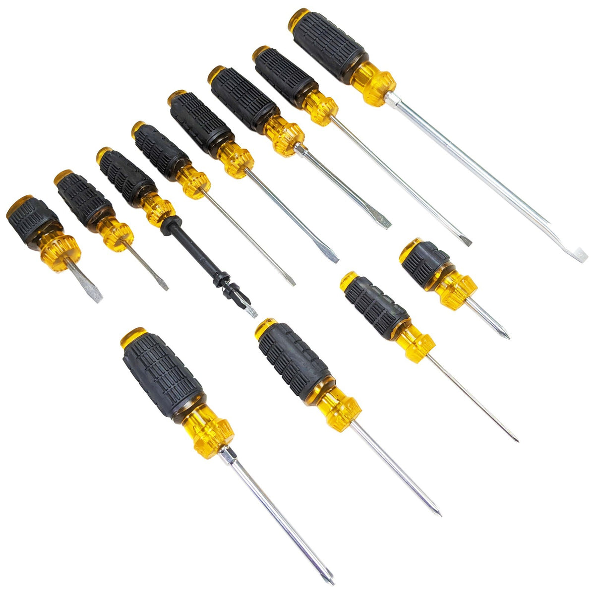 12 Piece Magnetic Screwdriver Set, Includes 8 Slotted & 4 Phillips Screwdrivers