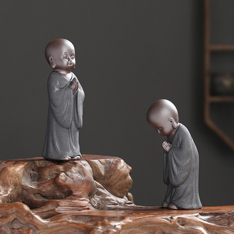 Chinese art decoration creative table ornament zisha purple clay tea pet monk