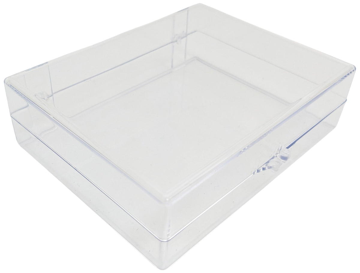 Small Clear Plastic Box, Rigid Hinged Polystyrene - 4 5⁄8 x 3 1⁄2 x 1 1⁄4"