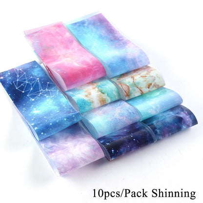 Nail Art 10Pcs Matte Metallic Foils Gold Silver Mirror Starry Paper Gel Stickers