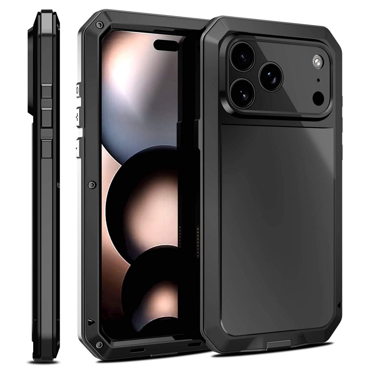 For iPhone 17 Pro Max Air Metal Case, Heavy Duty Shockproof Tough Rugged Case