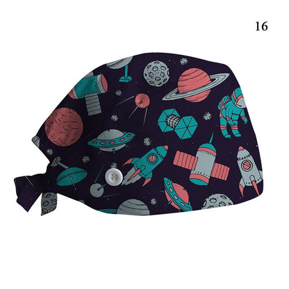 Printed Surgical Cap Adjustable Nurse Cap Baotou Cap Surgical Cap Christmas Hat