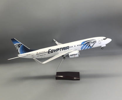 47CM 1:85 EGYPTAIR BOEING 737-800 Airplane Led Sound- controll Light Resin Model