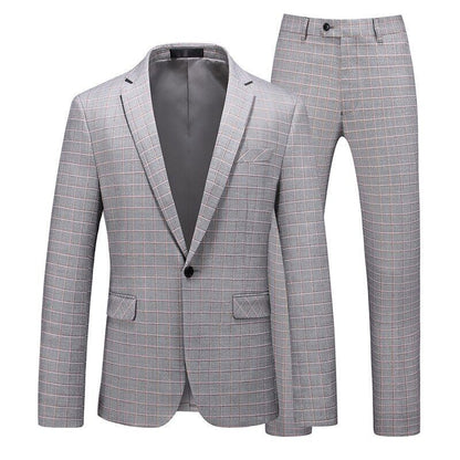 Men Plaid Suits Coat+Pants 2 Pieces Sets Men's Party Wedding Groomsmen Suit