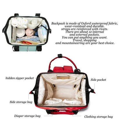 Waterproof Backpack Multifunction Stroller Bag Traveling Nylon Blue Red Pink 1PC