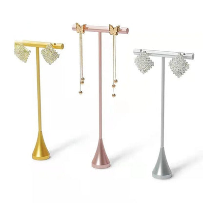Jewelry Display Rack Metal Earrings Shelf T-Shape Ear Stud Holder Organizer 15cm