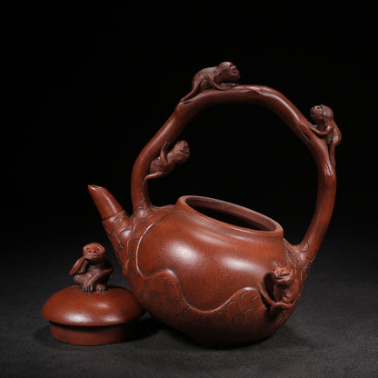 Chinese Yixing Zisha Clay Handmade Exquisite Teapot（五代封侯 底款：陈鸣远）