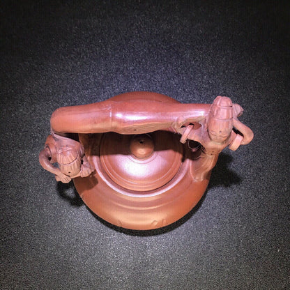 Chinese Yixing Zisha Clay Handmade Exquisite Teapot （歌伎提梁 底款：张荷娣）