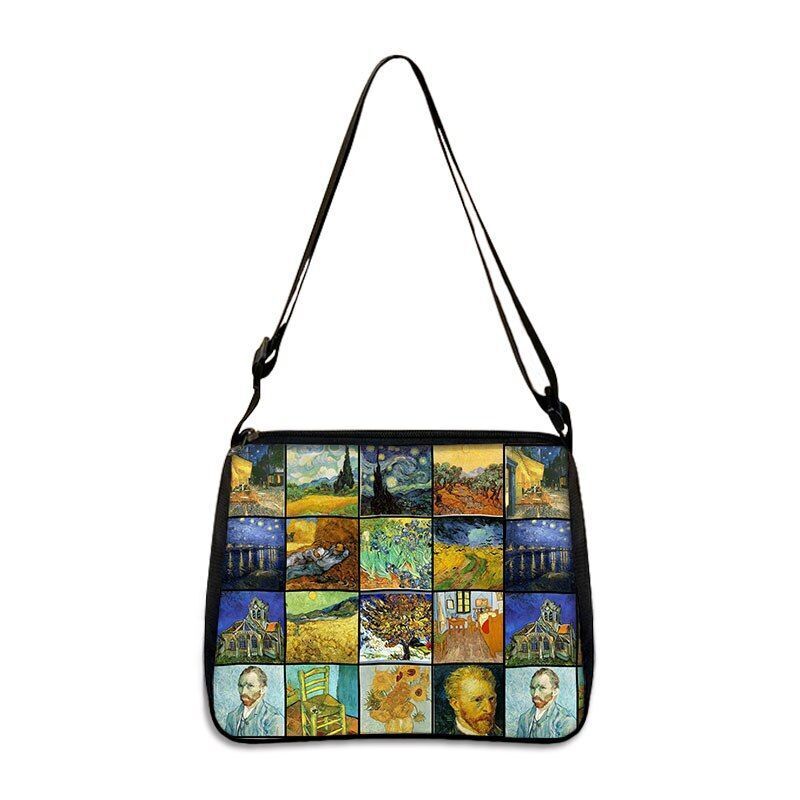 Famous Paintings Handbag Women Shoulder Bags Shopping Bag Canvas Pouch Zipper