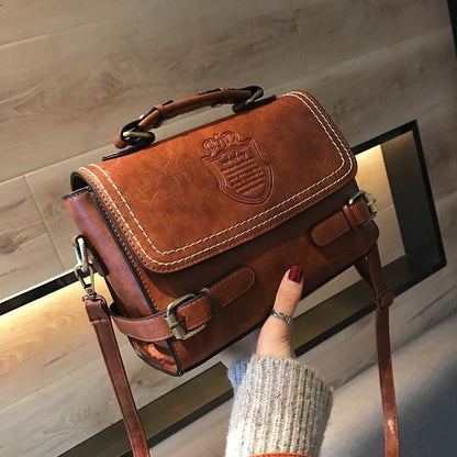 Shell Lock Bag Vintage Women Synthetic Leather Tote Shoulder Crossbody Handbags