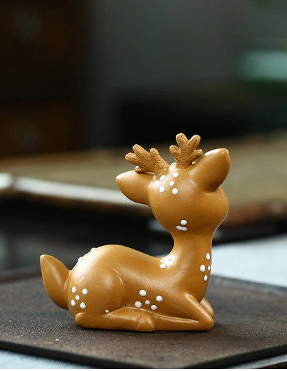 Zisha Tea Pets lovely Deer Purple Clay Tea Play Decor